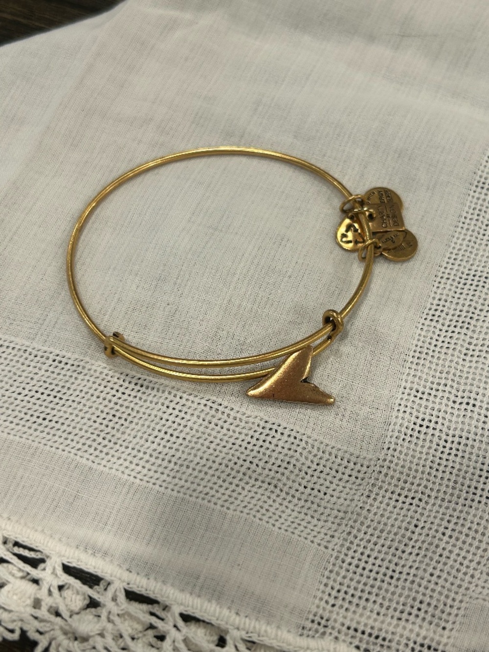Alex & Ani " Shark Fin " 🦈 Rafaelian Gold Slide Bangle Bracelet